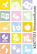 איקון, קבע, -, תינוק, goods,, items., דוגמה