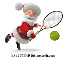 3d Santa Claus plays tennis 3d Santa Claus plays tennis