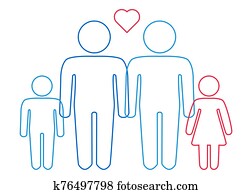 A schematic depiction of a family couple of gay men with children A schematic depiction of a family couple of gay men with children
