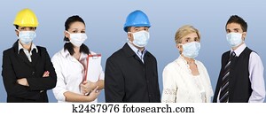 Group of people protect from flu