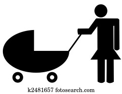 mutter, anschieben, babysportwagen, oder, bummler, -, abbildung