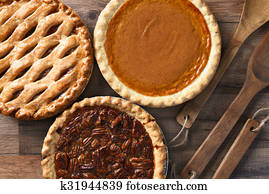 Pecan Apple and Pumpkin Pies