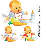 תינוק, nutrition,, סולידי, food,, חלוב