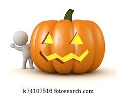 3D Character Waving from Behind a Halloween Jack-O-Lantern Pumpkin 3D Character Waving from Behind a Halloween Jack-O-Lantern Pumpkin