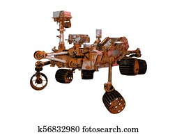 3D Rendering Mars Rover on White