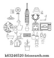 Boozer icons set, outline style Boozer icons set, outline style