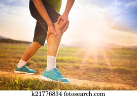 corredor, com, ferido, joelho