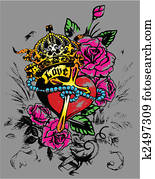 royal heart with flores decoration royal heart with flores decoration