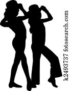 silhouette, jazz, enfants