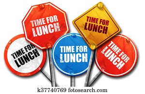 time for lunch, 3D rendering, street signs time for lunch, 3D rendering, street signs