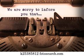 Vintage inscription made by old typewriter