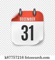 דצמבר 31, מציאותי, לוח שנה, איקון, ., ראשי שנה, eve.