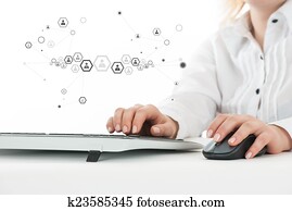 Business concept, woman working on computer