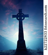 Celtic Cross with moonscape Celtic Cross with moonscape