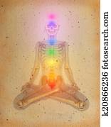 Chakras illustrated over human
