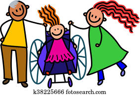 Disabled Girl and Parents Disabled Girl and Parents