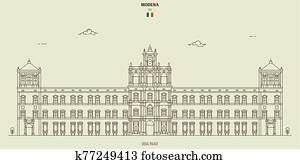 Ducal Palace of Modena, Italy. Landmark icon Ducal Palace of Modena, Italy. Landmark icon