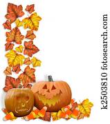Halloween Border pumpkins and leaves Halloween Border pumpkins and leaves
