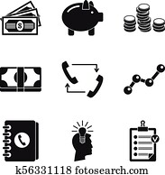 Trading floor icons set, simple style
