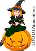 Witch and cat Witch and cat