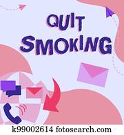 Writing displaying text Quit Smoking. Business approach process of discontinuing tobacco and any other smokers Internet Network Drawing With Colorful Messaging S.