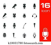 וקטור, שחור, מיקרופון, איקונים, קבע