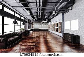 3d, render, של, יפה, תעשיתי, סיגנון, פנים