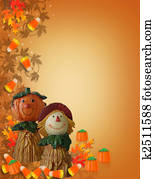 Halloween Border Pumpkin Scarecrow Halloween Border Pumpkin Scarecrow