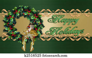 Happy Holidays Christmas Wreath border Happy Holidays Christmas Wreath border