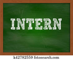 INTERN handwritten text on green chalkboard