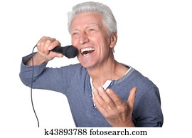 mann, sangen, karaoke