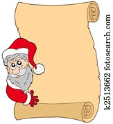 Parchment with lurking Santa Claus Parchment with lurking Santa Claus