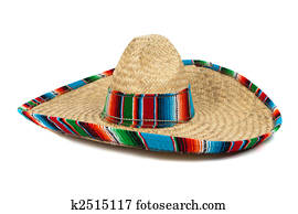 Straw Mexican Sombrero on white background Straw Mexican Sombrero on white background