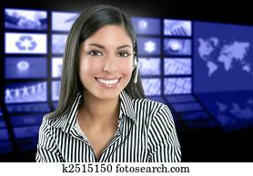 utešený, indiánsky, žena, television zvest, presenter