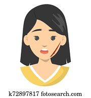 wunde, auf, dass, frau, face., blut, auf, dass, haut wunde, auf, dass, frau, face., blut, auf, dass, haut