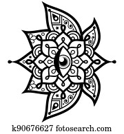 פרח של לוטוס, עם, עין רע, מנדאלה, וקטור, עצב, -, סמל, של, protection,, yoga,, zen,, buddhism,, mindfulness, מושג