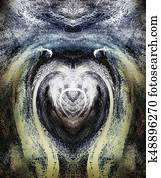 abstract graphic background with filligrane pattern, with symbol of heart and wings, spiritual healing and protection