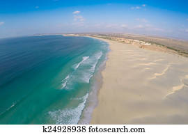  Aerial view on sand dunes in Chaves beach Praia de Chaves in Bo