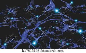 Brain cells with electrical firing Brain cells with electrical firing