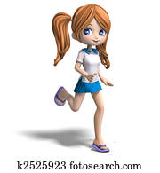 cute cartoon school girl