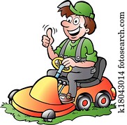 Gardener riding his lawnmower Gardener riding his lawnmower