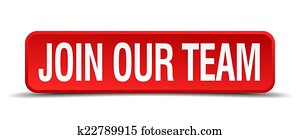 Join our team red 3d square button isolated on white Join our team red 3d square button isolated on white