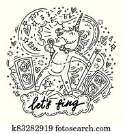 lets, sjunga, enhörning