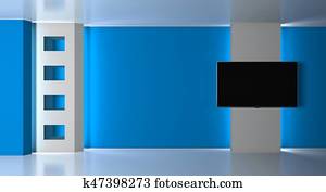 Tv Studio. News studio.3D rendering. Tv Studio. News studio.3D rendering.
