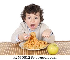 Colección de foto - adorable, niño, hambriento, en, el