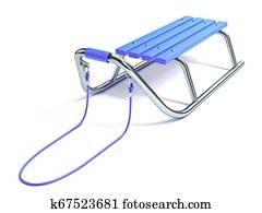 Blue wooden metal sledge 3D Blue wooden metal sledge 3D