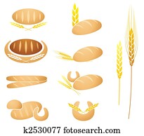 Bread, baguette, corn and wheat Bread, baguette, corn and wheat