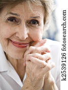 cima, de, feliz, mulher idosa