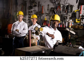 Colleagues in office maintenance area