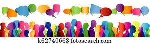 Communication between people. Group of people talking. Crowd talking. Colored profile silhouette. Speech bubble Communication between people. Group of people talking. Crowd talking. Colored profile silhouette. Speech bubble